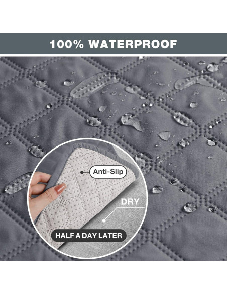 Funda Antideslizante para Sofá Reclinable TAOCOCO 3 Plazas Gris