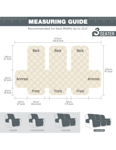 Funda Antideslizante para Sofá Reclinable TAOCOCO 3 Plazas Gris