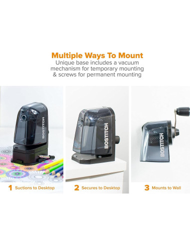 Afilador de lápices Bostitch MPS2-BLK, montaje 2 en 1