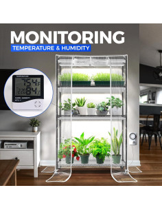 Invernadero Mini Barrina con Luz LED y Estante Metálico 4 Niveles 2