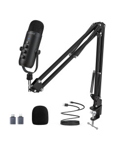 Micrófono Gaming USB ZealSound K66 con Brazo Soporte Negro