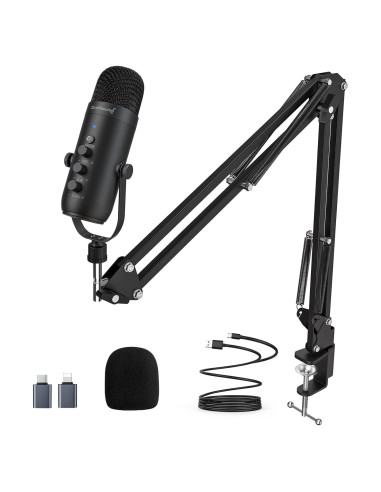 Micrófono Gaming USB ZealSound K66 con Brazo Soporte Negro