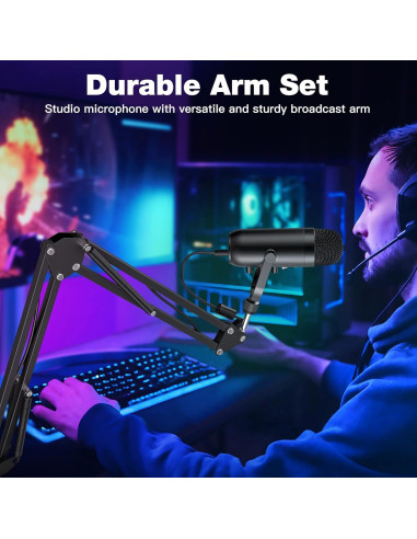 Micrófono Gaming USB ZealSound K66 con Brazo Soporte Negro