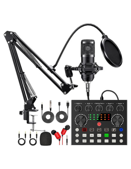 Paquete de Podcast Profesional CofeLife V8S con Micrófono BM800