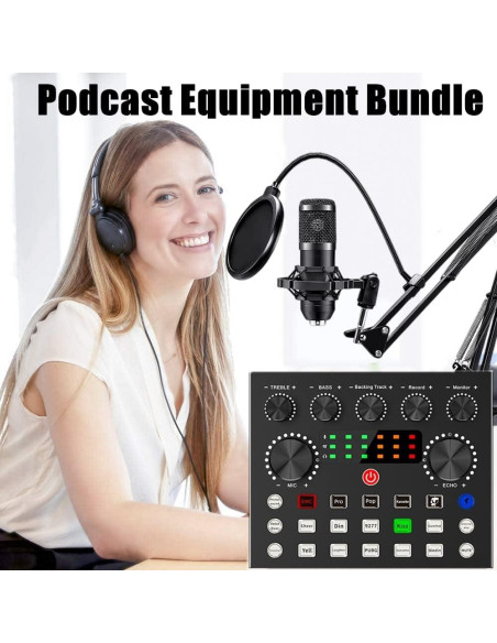 Paquete de Podcast Profesional CofeLife V8S con Micrófono BM800