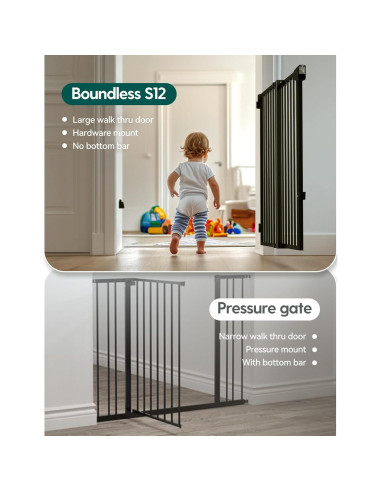 Puerta de Seguridad Babelio 86 cm Alta para Bebés y Mascotas
