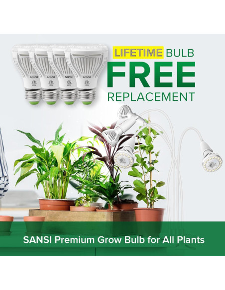 Luz LED de Cultivo SANSI 40W con Brazo Flexible y Espectro Completo