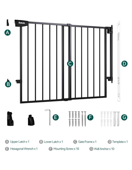 Puerta de Seguridad Babelio 86 cm Alta para Bebés y Mascotas