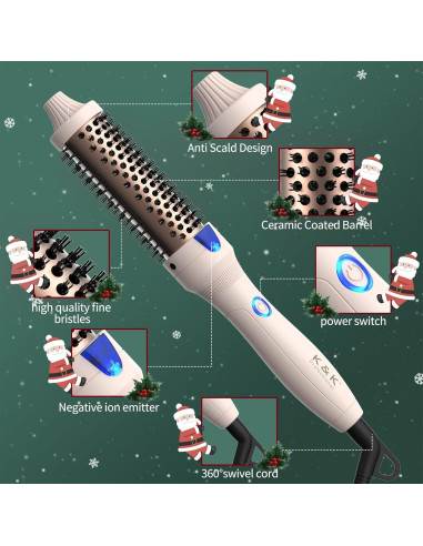 Cepillo Térmico K&K 3.2 cm Voluminizador Cerámico Rosa