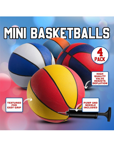 Balones de Baloncesto Mini Bedwina 17.78 cm 4 Pzs Multicolor
