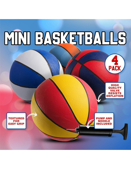 Balones de Baloncesto Mini Bedwina 17.78 cm 4 Pzs Multicolor