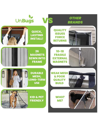 Puerta de Pantalla Magnética UnBugs - 91 x 208 cm - Cierre Automático