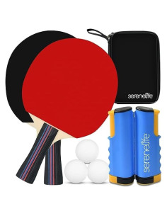 Set de Ping Pong SereneLife con Red y 3 Pelotas