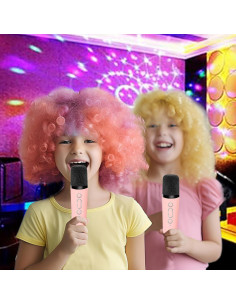 Karaoke Infantil DEABOLAR Rosa con 2 Micrófonos y Luz 2