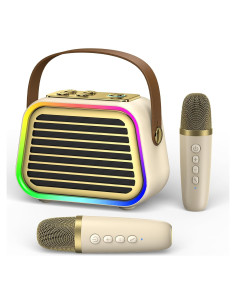 Karaoke Mini EAIHW con 2 Micrófonos Inalámbricos y LED