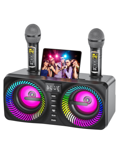 Karaoke Portátil MusyVocay NT001 con 2 Micrófonos y LED