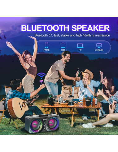 Karaoke Portátil MusyVocay NT001 con 2 Micrófonos y LED