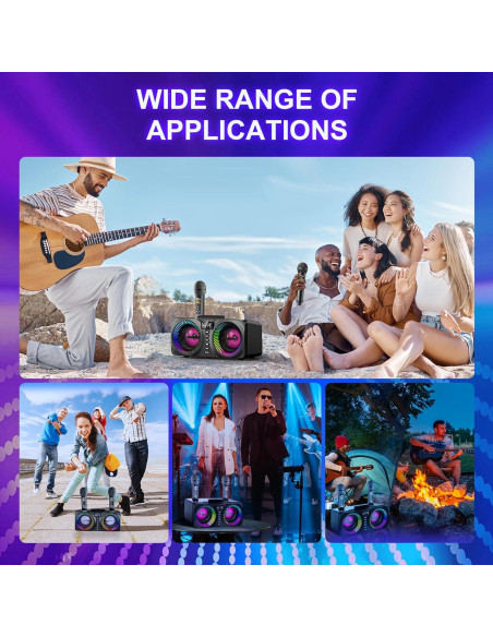 Karaoke Portátil MusyVocay NT001 con 2 Micrófonos y LED