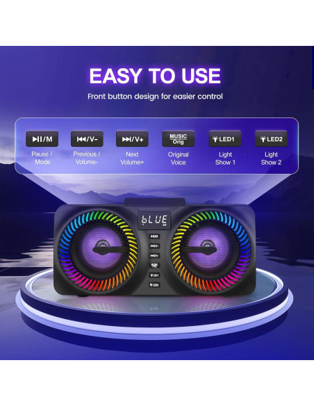 Karaoke Portátil MusyVocay NT001 con 2 Micrófonos y LED