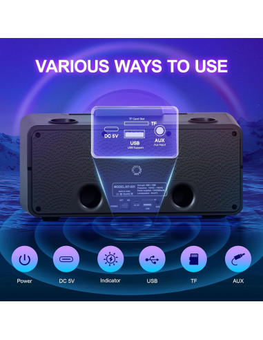 Karaoke Portátil MusyVocay NT001 con 2 Micrófonos y LED