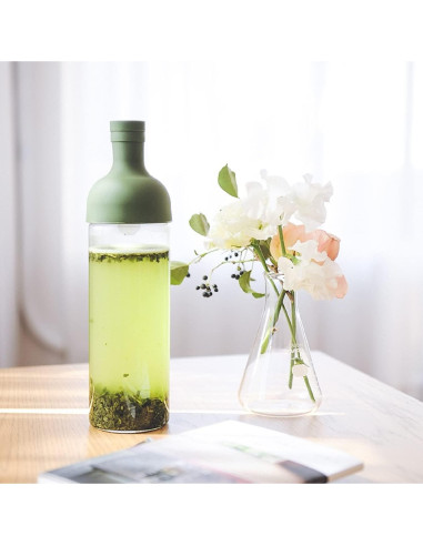 Botella de Té Frío Hario 750ml Verde Oliva - Infusor