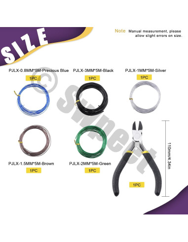 Kit de Alambre para Bonsai Swpeet 6Pcs 5 Tamaños 82 Pies