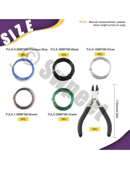 Kit de Alambre para Bonsai Swpeet 6Pcs 5 Tamaños 82 Pies