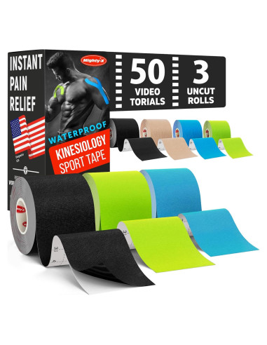 Cinta Kinesiológica Impermeable Mighty-X 5 m Soporte Rodilla