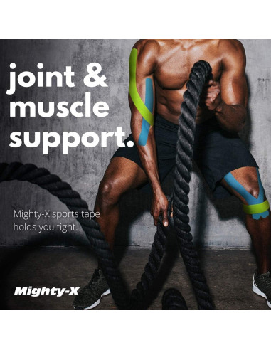 Cinta Kinesiológica Impermeable Mighty-X 5 m Soporte Rodilla