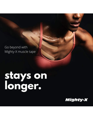 Cinta Kinesiológica Impermeable Mighty-X 5 m Soporte Rodilla