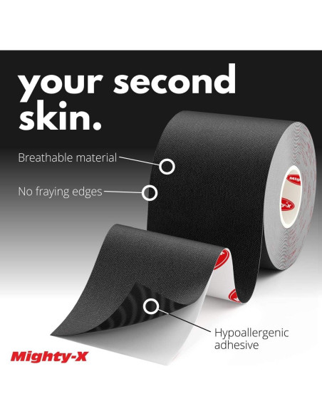 Cinta Kinesiológica Impermeable Mighty-X 5 m Soporte Rodilla