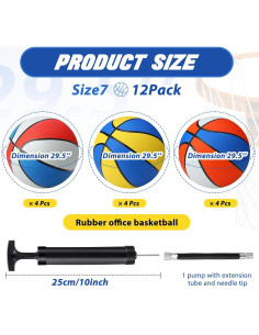 Balones de Baloncesto Jerify 12 Piezas Tamaño 7 con Bomba 2