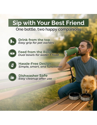 Botella de Agua y Cuenco 2-en-1 Bouwadvies Huys 27cm Acero Inoxidable