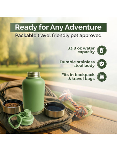 Botella de Agua y Cuenco 2-en-1 Bouwadvies Huys 27cm Acero Inoxidable