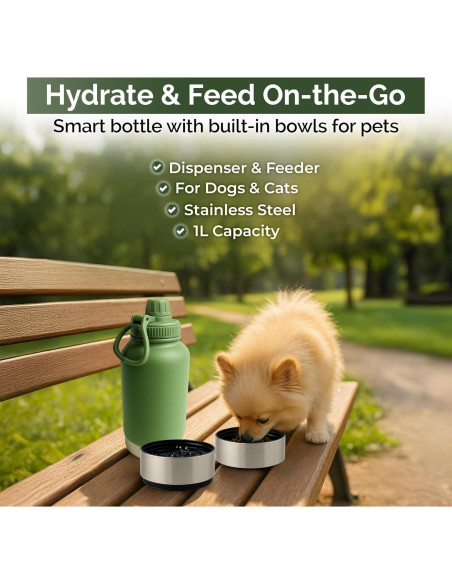 Botella de Agua y Cuenco 2-en-1 Bouwadvies Huys 27cm Acero Inoxidable