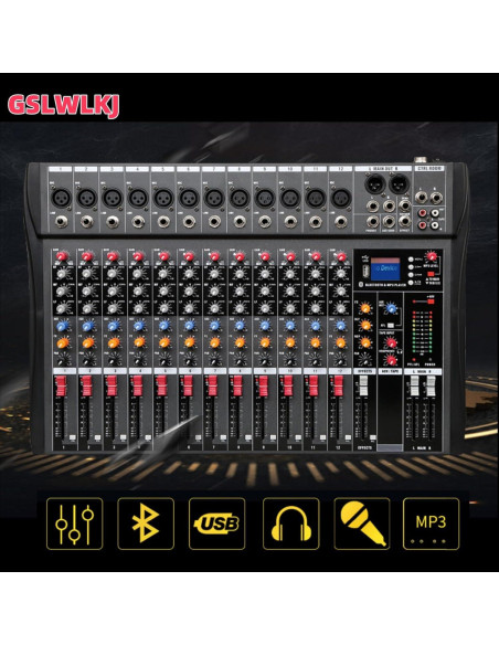 Consola de Mezcla Digital 12 Canales Bluetooth Profesional