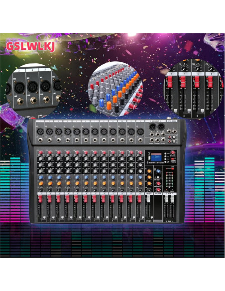 Consola de Mezcla Digital 12 Canales Bluetooth Profesional