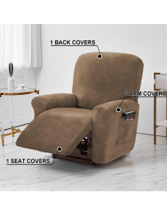 Funda de Sillón Reclinable NC HOME Terciopelo 4 Piezas Camel 2