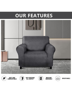 Funda de Silla Molasofa Gris Oscuro Antideslizante 1 Pieza 2