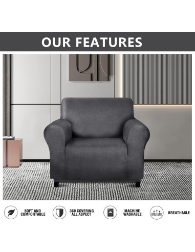 Funda de Silla Molasofa Gris Oscuro Antideslizante 1 Pieza