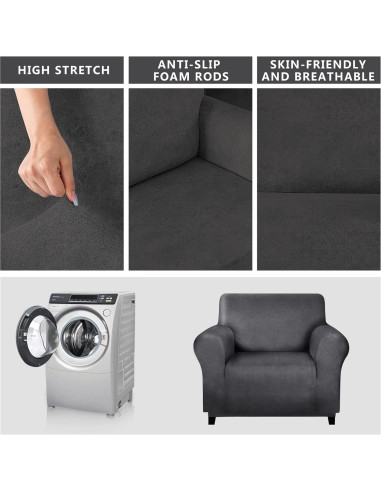 Funda de Silla Molasofa Gris Oscuro Antideslizante 1 Pieza