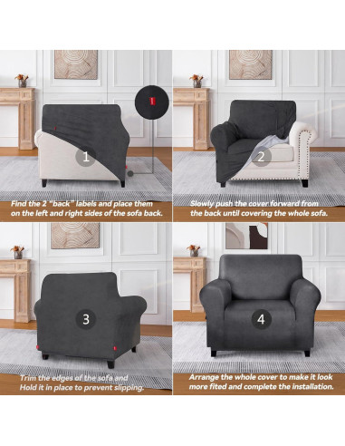 Funda de Silla Molasofa Gris Oscuro Antideslizante 1 Pieza