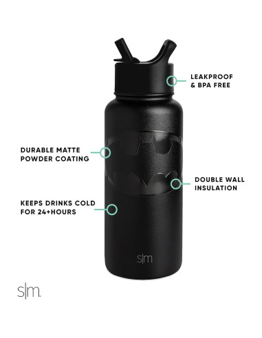 Botella de Agua Simple Modern Batman 0.95L Aislada Acero