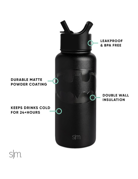 Botella de Agua Simple Modern Batman 0.95L Aislada Acero