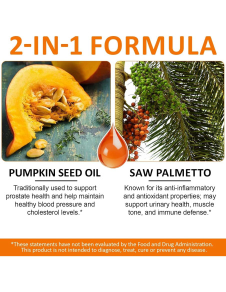 300 Cápsulas Aceite de Semilla de Calabaza 2 en 1 con Saw Palmetto