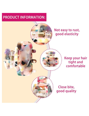 6 Clips de Garra para el Cabello Messen Mini Estampado Leopardo