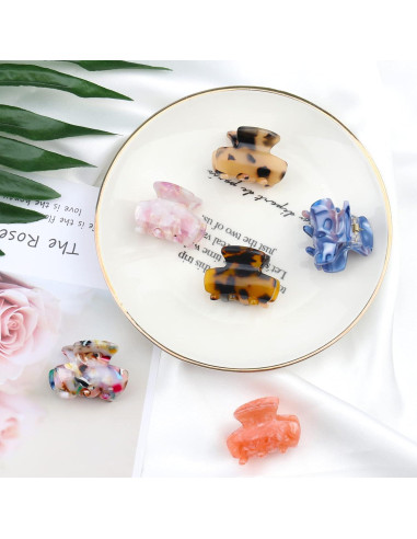 6 Clips de Garra para el Cabello Messen Mini Estampado Leopardo