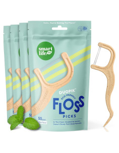 Palillos de Hilo Dental Biodegradables SmartLifeco Menta 200 Unidades