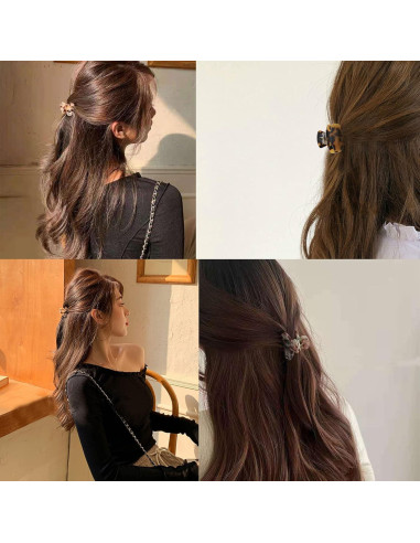 6 Clips de Garra para el Cabello Messen Mini Estampado Leopardo
