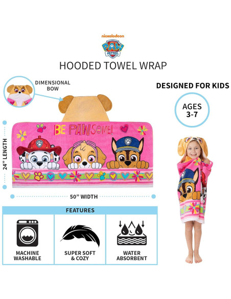 Toalla con Capucha Franco Paw Patrol Rosa 61x127 cm Niños